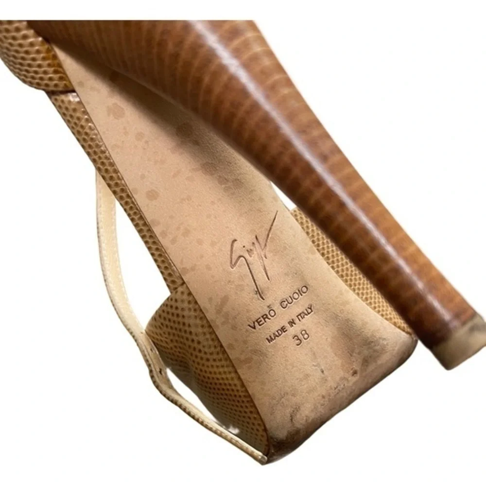 Giuseppe Zanotti Tan Peep Toe Heel with ankle strap